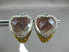 LARGE 15.01CT WHITE & FANCY YELLOW DIAMOND & QUARTZ 14KT WHITE GOLD 3D EARRINGS