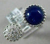 ESTATE .36CT DIAMOND & AAA CABOCHON LAPIS 14KT WHITE GOLD 3D CLUSTER ROUND RING