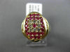 ESTATE WIDE 1.13CT DIAMOND & AAA PINK RUBY 14KT YELLOW GOLD 3D OVAL CLUSTER RING