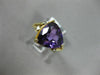 LARGE 3.24CT DIAMOND & AAA TRILLION AMETHYST 14KT YELLOW GOLD MILGRAIN FUN RING
