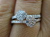 ESTATE .84CT DIAMOND 18KT WHITE & ROSE GOLD 3D DOUBLE FLOWER CLUSTER FUN RING