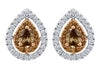 1.17CT WHITE & CHOCOLATE FANCY DIAMOND 18K WHITE & ROSE GOLD HALO STUD EARRINGS