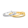 .70CT WHITE & FANCY YELLOW DIAMOND 14KT 2 TONE GOLD 3D 3 ROW STACKABLE LINK RING