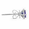 ESTATE 1.29CT DIAMOND & AAA TANZANITE 14KT WHITE GOLD 3D ROUND HALO STUD EARRING