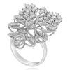 EXTRA LARGE .93CT DIAMOND 18KT WHITE GOLD 3D MULTI LEAF OPEN FILIGREE CROWN RING