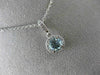 ESTATE .82CT DIAMOND & AAA AQUAMARINE 14K WHITE GOLD ROUND HALO FLOATING PENDANT