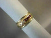 ANTIQUE WIDE ROUND .32CTW RUBY DIAMOND 14KT TWO TONE COCKTAIL WEDDING RING