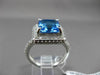 ESTATE LARGE 9.85CT DIAMOND & AAA BLUE TOPAZ 14KT WHITE GOLD 3D SQUARE HALO RING