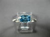 ESTATE 1.0CT DIAMOND & AAA BLUE TOPAZ 14K WHITE GOLD 3D CLUSTER RECTANGULAR RING