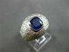 ESTATE LARGE 2.90CT DIAMOND & AAA SAPPHIRE 18KT WHITE GOLD PAVE ENGAGEMENT RING