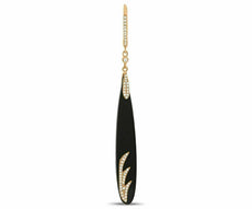 ESTATE 8.0CT DIAMOND & AAA BLACK ONYX 14KT ROSE GOLD LEVERBACK HANGING EARRINGS