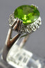 LARGE 2.85CT DIAMOND & AAA PERIDOT 14KT WHITE GOLD OVAL & ROUND FRIENDSHIP RING
