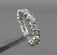 ANTIQUE DIAMOND FILIGREE ETERNITY HEART 14K W GOLD ANNIVERSARY RING FG VVS 18152