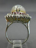 ESTATE LARGE 22.50CT DIAMOND & AAA RUBY & OPAL 14KT WHITE GOLD DOUBLE HALO RING