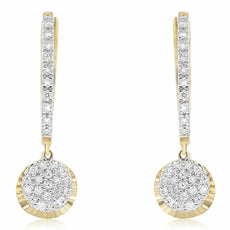 ESTATE .33CT DIAMOND 14KT YELLOW GOLD 3D CLUSTER FUN HANGING EARRINGS