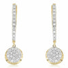 ESTATE .33CT DIAMOND 14KT YELLOW GOLD 3D CLUSTER FUN HANGING EARRINGS