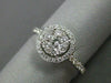 ESTATE WIDE .54CT DIAMOND 18KT WHITE GOLD 3D CLUSTER HALO ROUND ENGAGEMENT RING