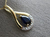 ESTATE .61CT DIAMOND & AAA SAPPHIRE 14K YELLOW GOLD 3D CLASSIC TEAR DROP PENDANT