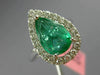 ESTATE LARGE 2.07CT DIAMOND & AAA EMERALD 18K WHITE GOLD 3D HALO ENGAGEMENT RING