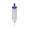 4.87CT DIAMOND AAA SAPPHIRE 14K WHITE GOLD MULTI ROW CHANDELIER HANGING EARRINGS
