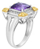 3.0CT DIAMOND & AAA AMETHYST 14KT 2 TONE GOLD PRINCESS & ROUND FLOWER LOVE RING
