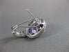 ESTATE LARGE 9.43CT DIAMOND & AAA AMETHYST 14K WHITE GOLD 3D OVAL HALO EARRINGS