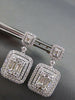 LARGE 3.41CT DIAMOND 18KT WHITE GOLD ROUND & BAGUETTE DOUBLE HALO STUD EARRINGS