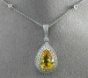 ESTATE 4.48CT DIAMOND & AAA YELLOW SAPPHIRE 14K WHITE GOLD PEAR SHAPE NECKLACE