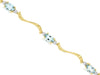 1.5CT DIAMOND & AAA AQUAMARINE 14KT YELLOW GOLD 3D OVAL & ROUND 3 STONE BRACELET