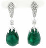 EXTRA LARGE 19.15CT DIAMOND & AAA EMERALD 18K WHITE GOLD 3D FUN HANGING EARRINGS
