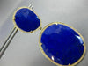 ESTATE MASSIVE 66.70CT ROUND DIAMOND & LAPIS 14K YELLOW GOLD 3D HANGING EARRINGS