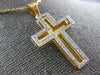 ESTATE .52CT DIAMOND 14KT TWO TONE GOLD 3D CLASSIC DOUBLE PLATED CROSS PENDANT