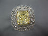 LARGE 5.57CT WHITE & FANCY YELLOW DIAMOND 18K 2 TONE GOLD FLOWER ENGAGEMENT RING