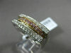 ESTATE .60CT WHITE & FANCY PINK DIAMOND 14KT TRI GOLD 3 ROW OPEN HEART LOVE RING