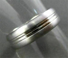 ESTATE WIDE 14KT WHITE GOLD SOLID MATTE & SHINY LOOK MENS WEDDING RING #1321