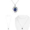 1.44CT DIAMOND & AAA SAPPHIRE 14KT WHITE GOLD OVAL ADJUSTABLE FLOATING PENDANT