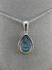 1.65CT DIAMOND & AAA BLUE TOPAZ 14KT WHITE GOLD 3D TRIANGULAR TEAR DROP PENDANT
