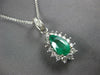 1.96CT DIAMOND & COLOMBIAN EMERALD 14K WHITE GOLD PEAR SHAPE HALO PENDANT #27053
