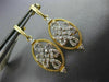ESTATE .11CT DIAMOND 14K 2 TONE GOLD FILIGREE FLOWER LOVE KNOT HANGING EARRINGS