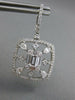 LARGE 2.14CT DIAMOND 18K WHITE GOLD ROUND BAGUETTE & PEAR SHAPE HANGING EARRINGS