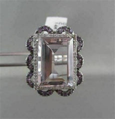 ESTATE FILIGREE 14KT WHITE 14.48CT RECTANGULAR AAA PINK AMETHYST GOLD RING