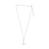 ESTATE .14CT DIAMOND 14K WHITE GOLD 3D GEOMETRIC PAVE BAR DROP LOVE NECKLACE