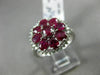 ESTATE LARGE 1.80CT DIAMOND & AAA RUBY 18KT WHITE GOLD 3D HALO FLOWER LOVE RING