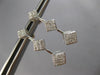 LARGE 1CT DIAMOND 14KT WHITE GOLD 3D PRINCESS INVISIBLE JOURNEY HANGING EARRINGS