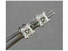 ESTATE .50CT PRINCESS CUT DIAMOND 14KT WHITE GOLD SOLITAIRE EARRINGS #22061