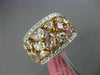 GIA LARGE 5.11CT MULTI COLOR DIAMOND 18K 2 TONE GOLD 3D CLUSTER ANNIVERSARY RING