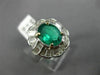 WIDE 3.18CT DIAMOND & EMERALD 18KT WHITE GOLD OVAL FLOWER ENGAGEMENT RING #2925