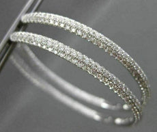 ESTATE LARGE 5.21CT DIAMOND 14KT WHITE GOLD 3D DOUBLE SIDED HOOP EARRINGS
