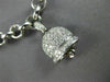 ESTATE 3.01CT WHITE BLACK DIAMOND & MULTI GEM 14K WHITE GOLD BELL CHARM BRACELET