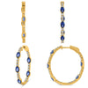 3.68CT DIAMOND & AAA SAPPHIRE 14K YELLOW GOLD OVAL & ROUND HOOP HANGING EARRINGS